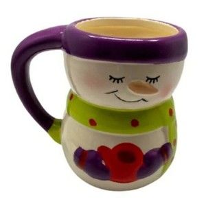 Adorable BAY ISLAND Ceramic Cup SNOW WOMAN Coffee MUG 4" High X 3" Diameter EUC